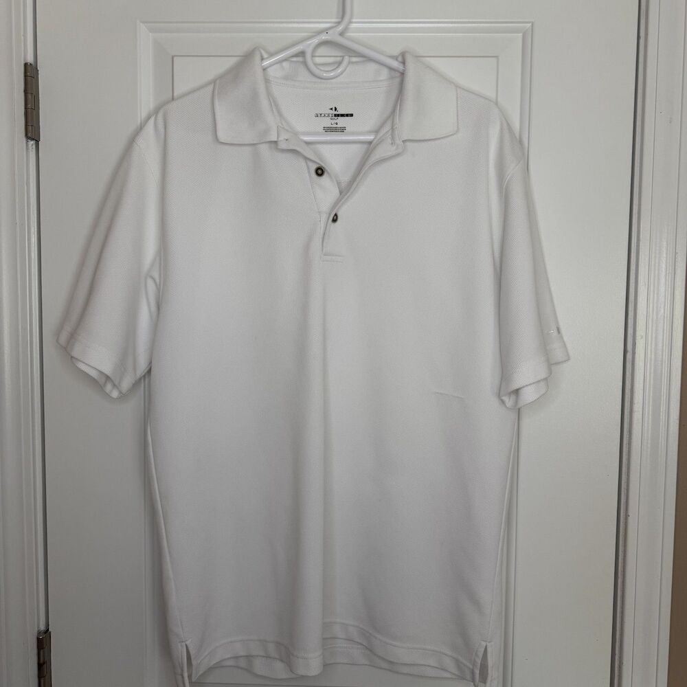 Grand Slam Performance Mens L White Golf Polo Collared Shirt Short Sleeve